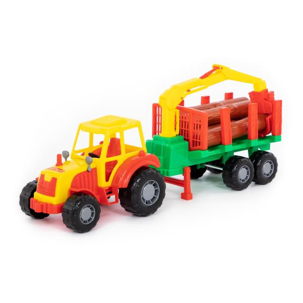 Little Farmer Traktor mit Holztransporter und Kranarm