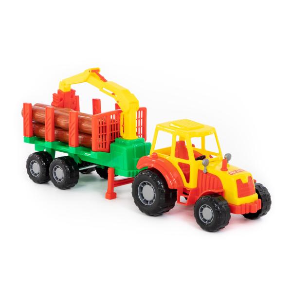 Little Farmer Traktor mit Holztransporter und Kranarm