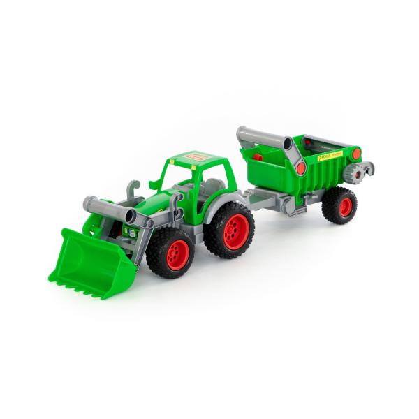 Farmer Technic Traktor mit Frontschaufel + Kippanhänger (box)