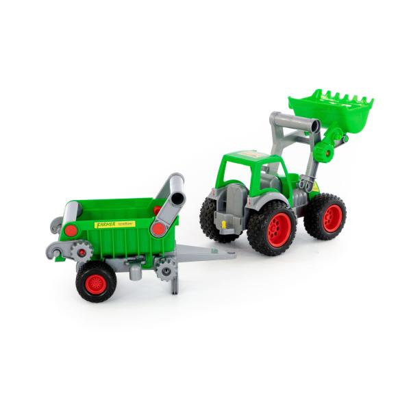 Farmer Technic Traktor mit Frontschaufel + Kippanhänger (box)