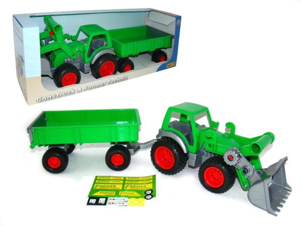 Farmer Technic Traktor + Frontschaufel + 2-Achsanhänger