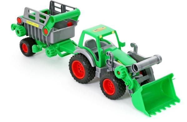 Farmer Technic Traktor mit Frontschaufel und Viehanhänger (Box)